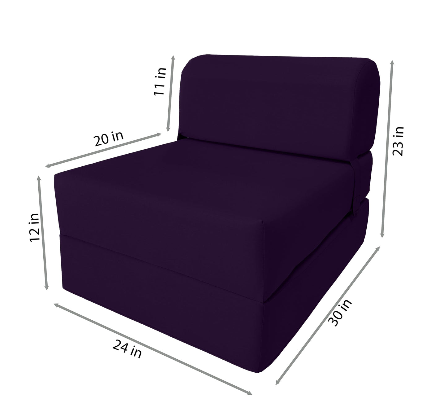 D&D Futon Furniture Sleeper Chair Folding Bed, Studio Sofa Guest Folded Mattress, High Density Foam (70 x 24 x 6, Navy Blue)