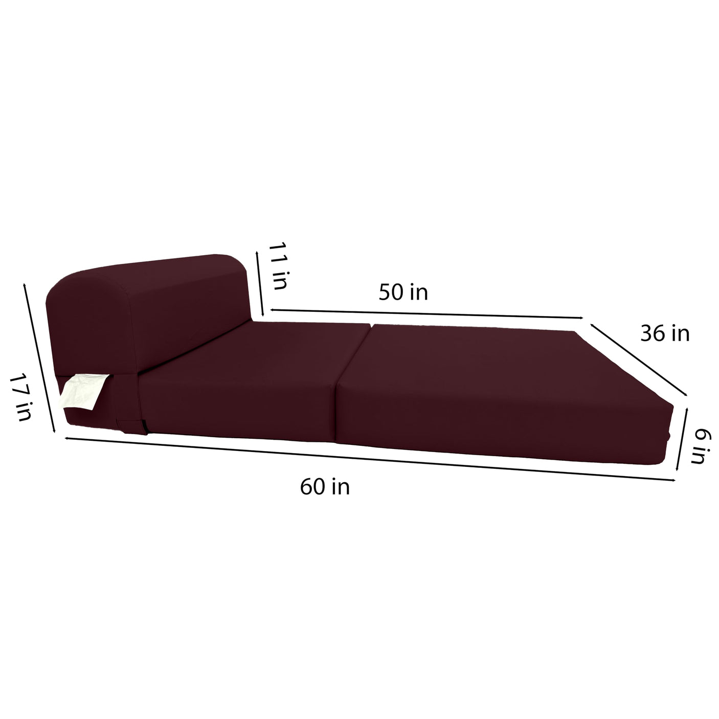 D&D Futon Furniture Sleeper Chair Folding Bed, Studio Sofa Guest Folded Mattress, High Density Foam (70 x 24 x 6, Navy Blue)