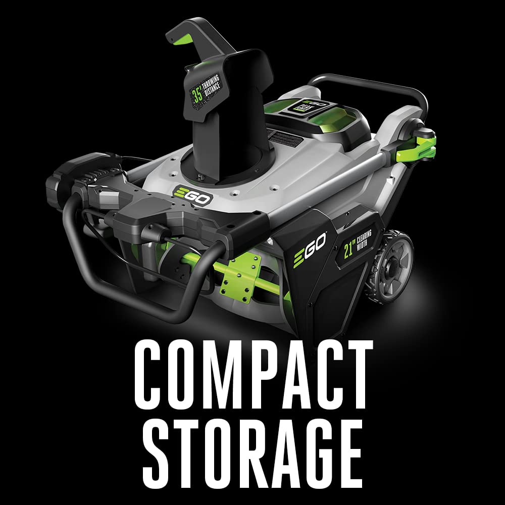 EGO Power+ SNT2112 21-Inch 56-Volt Lithium-Ion Cordless Snow Blower with Steel Auger - (2) 5.0Ah Batteries and Dual Port Charger Included, Black