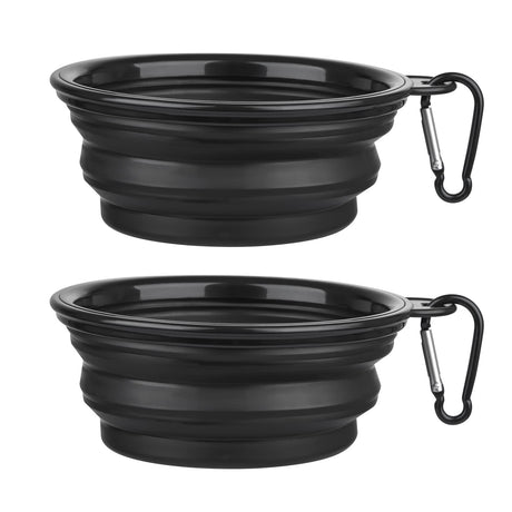 Dog Bowl Pet Collapsible Bowls, 2 Pack for Cats Dogs, Portable Pet Feeding Watering Dish for Walking Parking Traveling with 2 Carabiners (Small, Blue+Green)