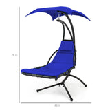 Best Choice Products Outdoor Hanging Curved Steel Chaise Lounge Chair Swing w/Built-in Pillow and Removable Canopy -Red