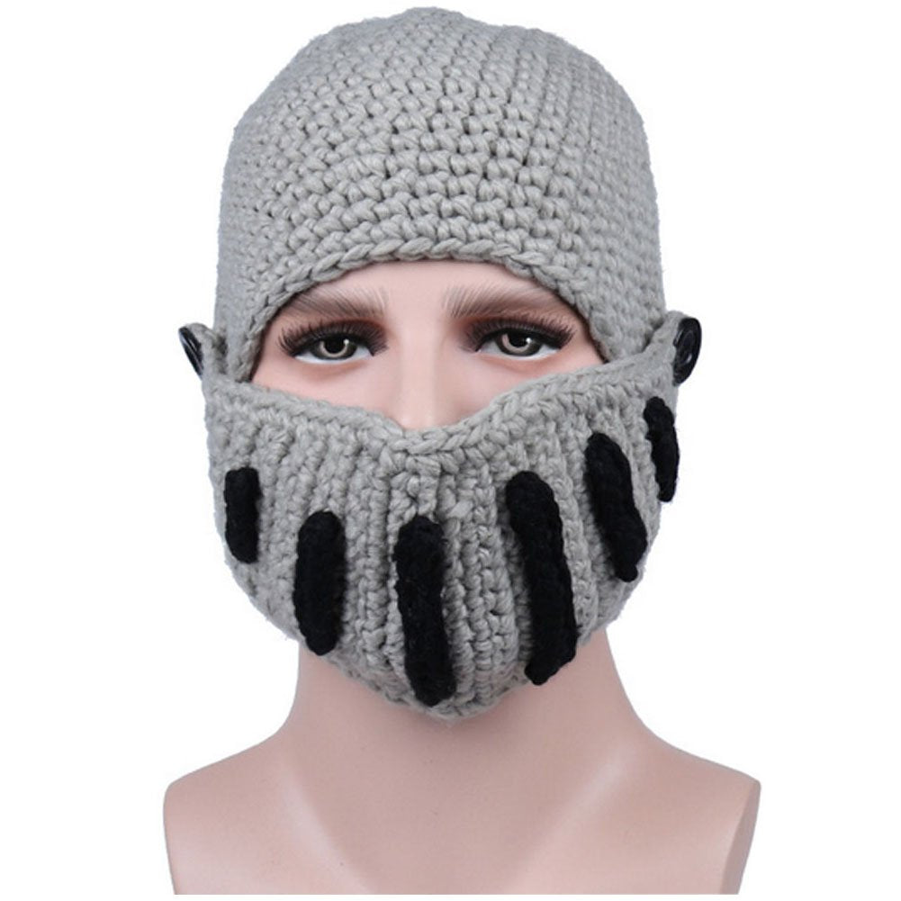Creative Barbarian Knit Beard Hat Funny Knit Cap Wig Beanie Hats Beard Facemask