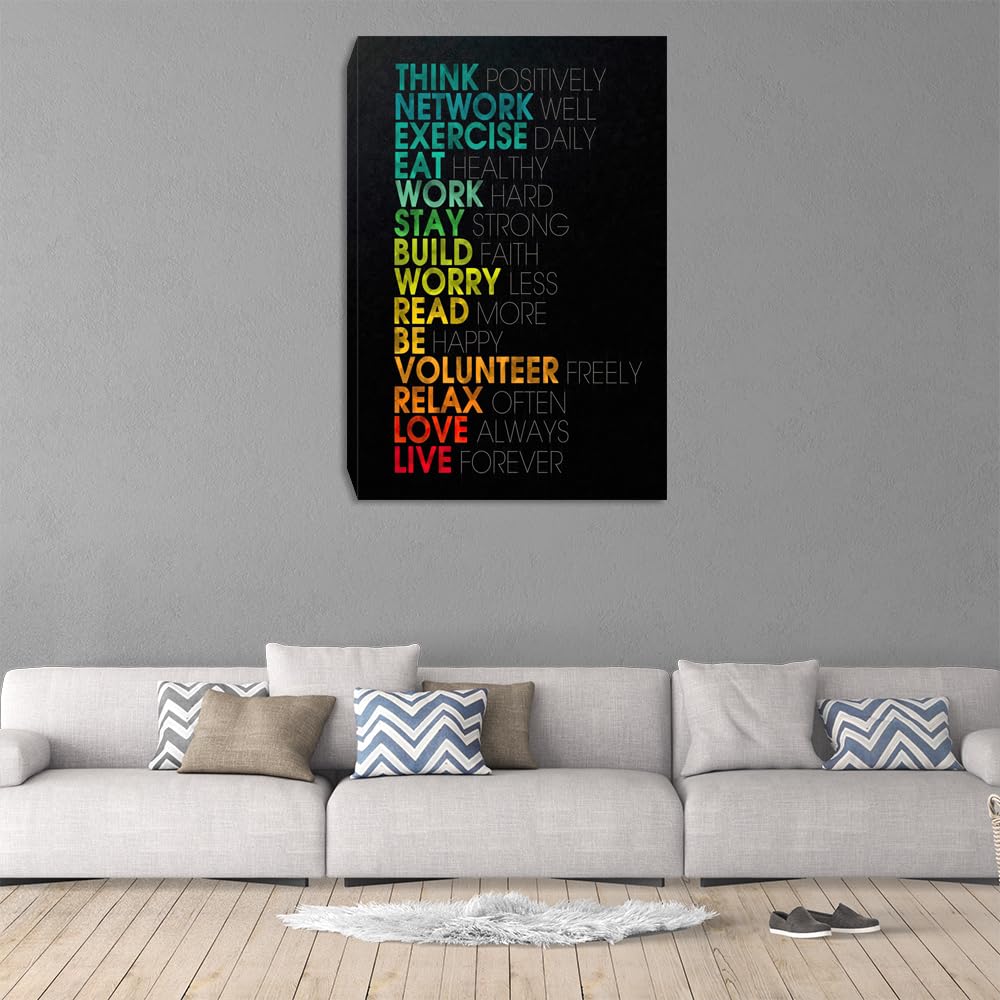 Success Tree Inspirational Quote Canvas Wall Art Motivational Motto Painting Inspiring Entrepreneur Posters Prints Artwork Decor Framed for Home Office Classroom Ready to Hang - 12" Wx18 H