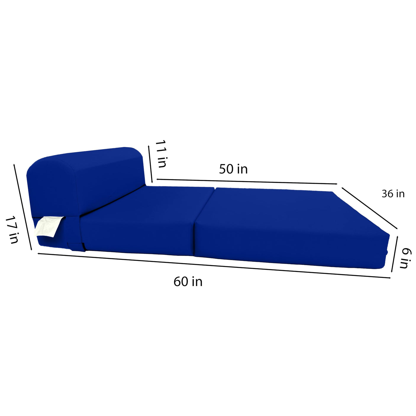 D&D Futon Furniture Sleeper Chair Folding Bed, Studio Sofa Guest Folded Mattress, High Density Foam (70 x 24 x 6, Navy Blue)