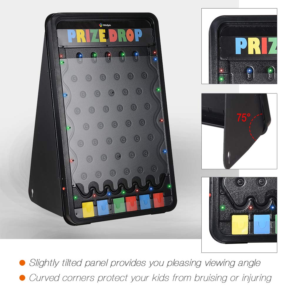 WinSpin 30" Prize Drop Board Foldable Stand Disk Drop Board Game Customizable 6 Slots with 10 Pucks for Carnival Tradeshow Party, (19"x30")