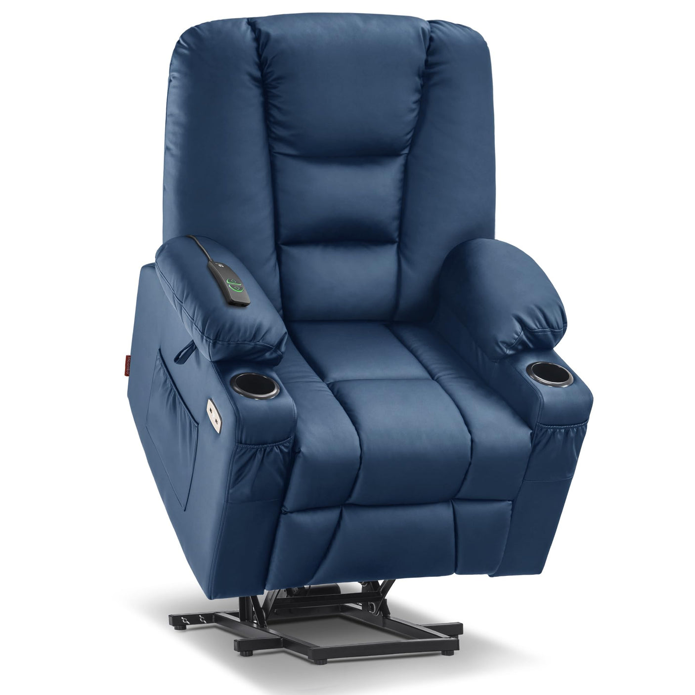 MCombo Power Lift Recliner Chair for Elderly, Lift Chair with Heat and Massage, USB Ports, Cup Holders, Faux Leather 7519 (Medium, Dark Brown)