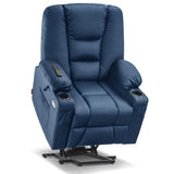 MCombo Power Lift Recliner Chair for Elderly, Lift Chair with Heat and Massage, USB Ports, Cup Holders, Faux Leather 7519 (Medium, Dark Brown)
