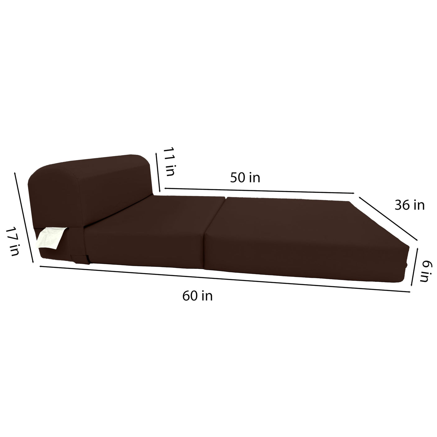 D&D Futon Furniture Sleeper Chair Folding Bed, Studio Sofa Guest Folded Mattress, High Density Foam (70 x 24 x 6, Navy Blue)