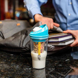 CRUNCHCUP XL Yellow - Portable Plastic Cereal Cups for Breakfast On the Go, To Go Cereal and Milk Container for your favorite Breakfast Cereals, No Spoon or Bowl Required