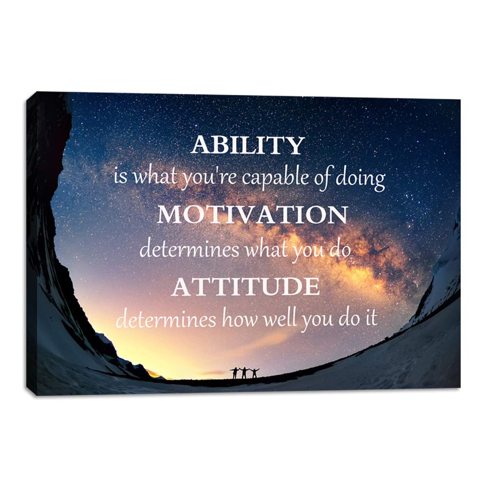 Success Tree Inspirational Quote Canvas Wall Art Motivational Motto Painting Inspiring Entrepreneur Posters Prints Artwork Decor Framed for Home Office Classroom Ready to Hang - 12" Wx18 H