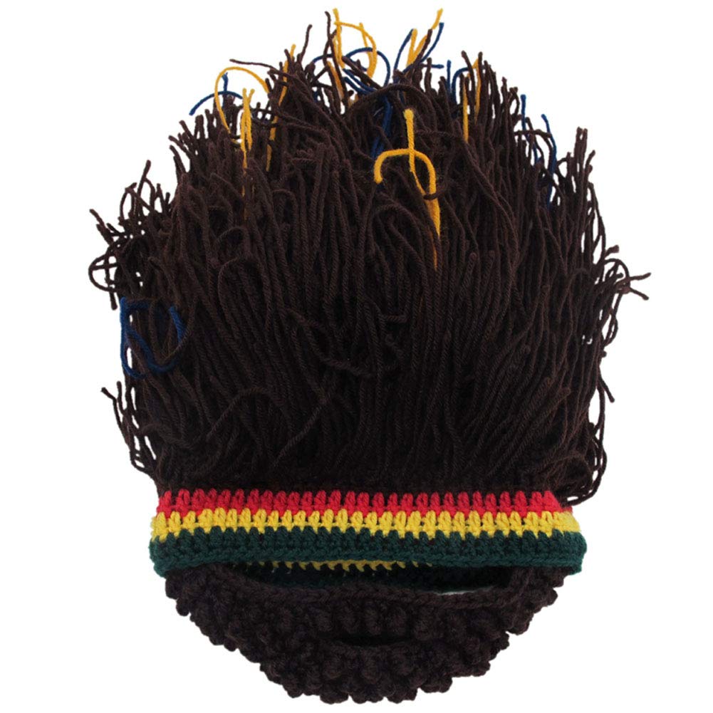 Creative Barbarian Knit Beard Hat Funny Knit Cap Wig Beanie Hats Beard Facemask