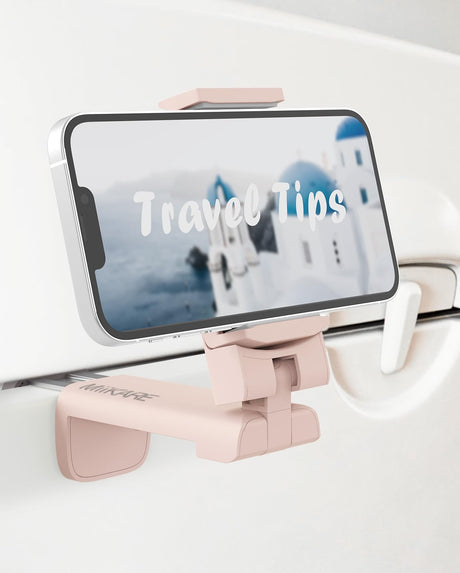 MiiKARE Airplane Travel Essentials Phone Holder, Universal Handsfree Phone Mount for Flying with 360 Degree Rotation, Accessory for Airplane, Travel Must Haves Phone Stand for Desk, Tray Table