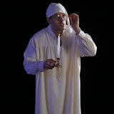 Cuffbow 5 Pcs Funny Pajama Set for Men Halloween Costume Include Men's Nightgown Sleeping Cap Glasses Candle Holder with Candle