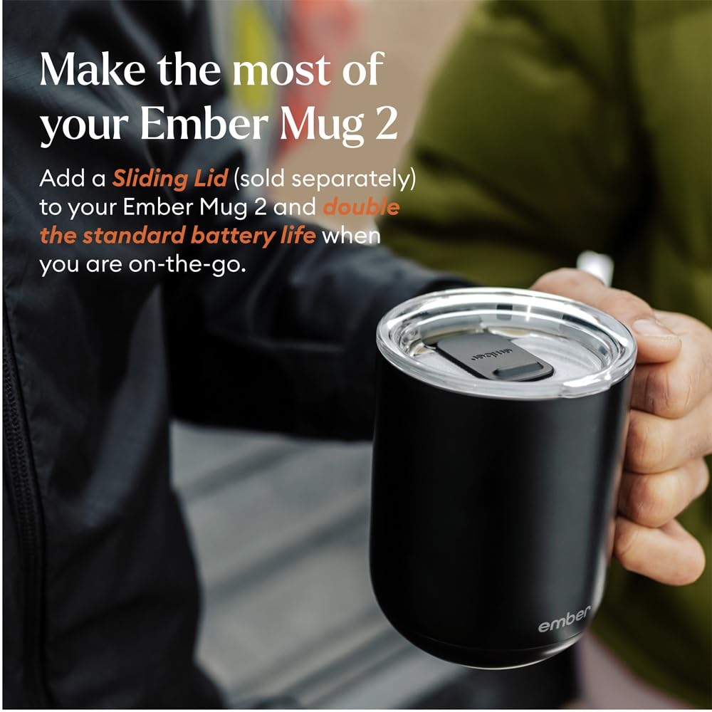 Ember Temperature Control Smart Mug 2, 14 Oz, App-Controlled Heated Coffee Mug with 80 Min Battery Life and Improved Design, White