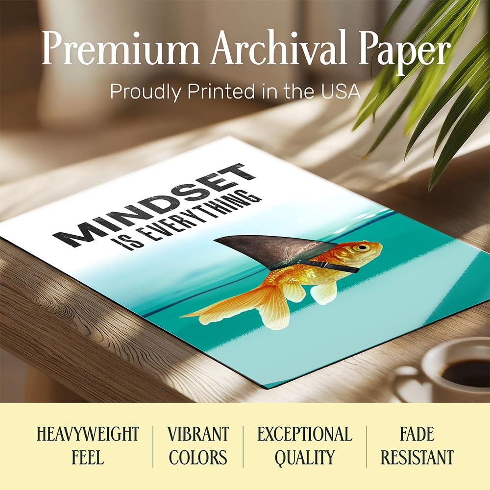 Motivational Wall Art Posters for Home, Office - Mindset is Everything - LARGE 11X14 - Inspirational Gifts for Men, Students - Entrepreneur Wall Art Decor - Uplifting Self-Improvement Positive Quotes