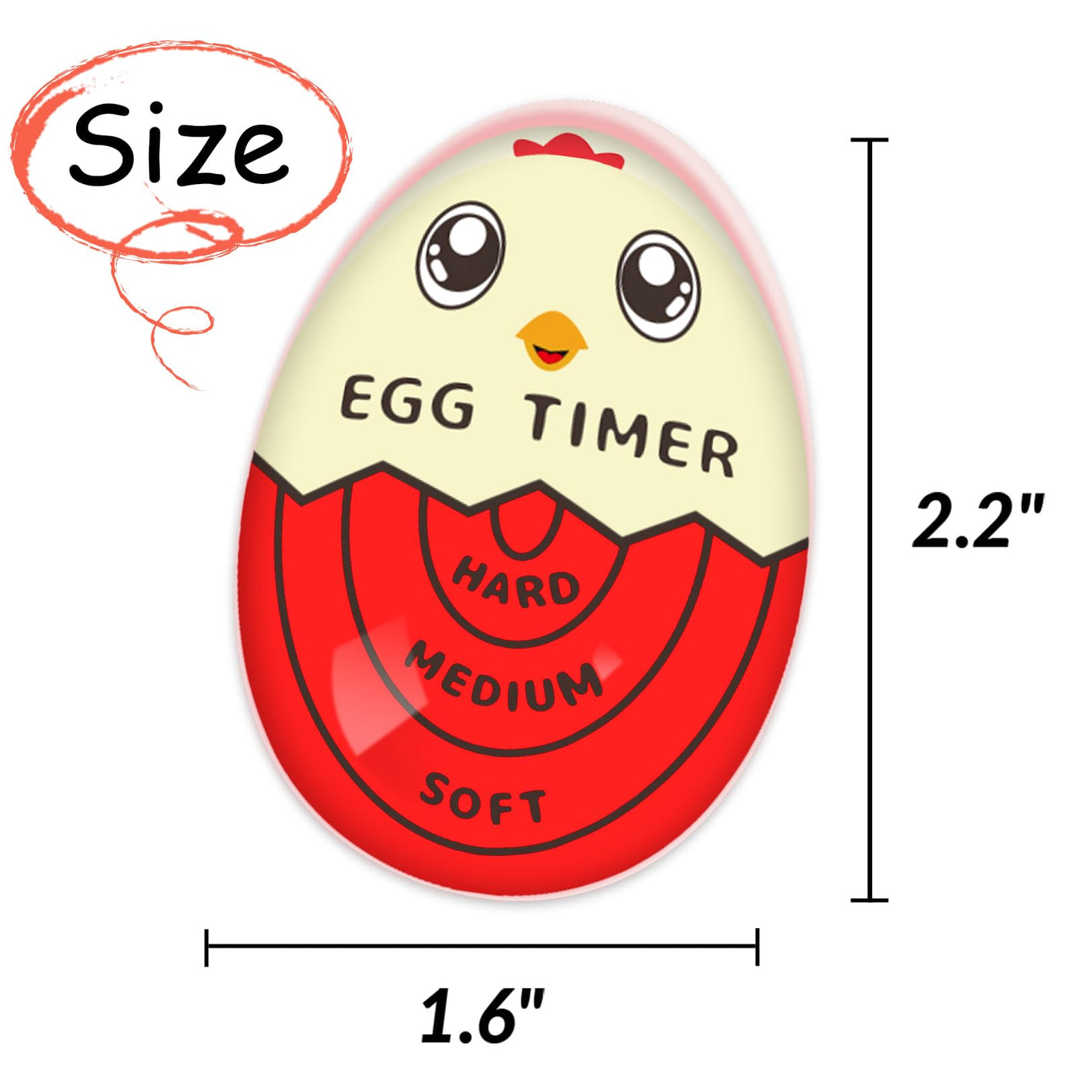 Lasubst Egg Timer That Goes in Water for Soft Medium Hard Boiled Eggs, 1 Red 1 Color