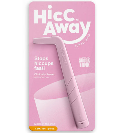 HiccAway Hiccup Straw - Stops Hiccups Naturally & Fast - As Seen On Shark Tank - Clinically Proven Relief for All Ages, Children & Adults - Safe, Lightweight, & Reusable (HiccAway Blue) 1 Pack
