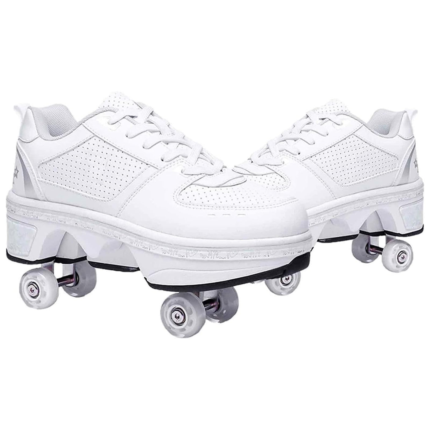 Double-Row Deform Wheel Automatic Walking Shoes Invisible Deformation Roller Skate 2 in 1 Removable Pulley Skates Skating Parkour