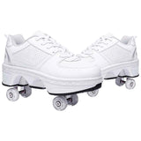 Double-Row Deform Wheel Automatic Walking Shoes Invisible Deformation Roller Skate 2 in 1 Removable Pulley Skates Skating Parkour