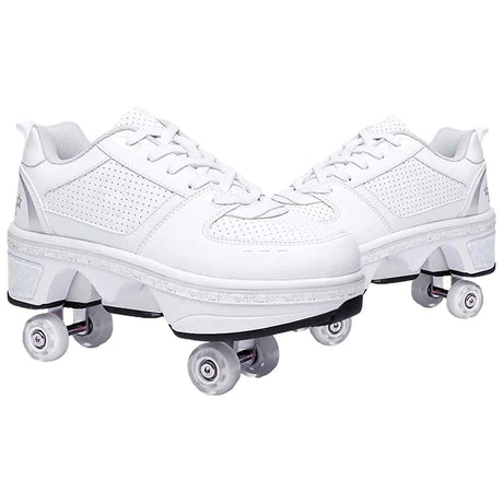 Double-Row Deform Wheel Automatic Walking Shoes Invisible Deformation Roller Skate 2 in 1 Removable Pulley Skates Skating Parkour