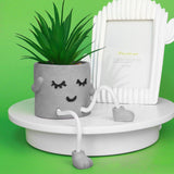 Zerzsy 3pcs Creative Artificial Succulents with Gray Flower Pots, Mini Potted Succulents for Home Office Desk Decor and Gift Choice