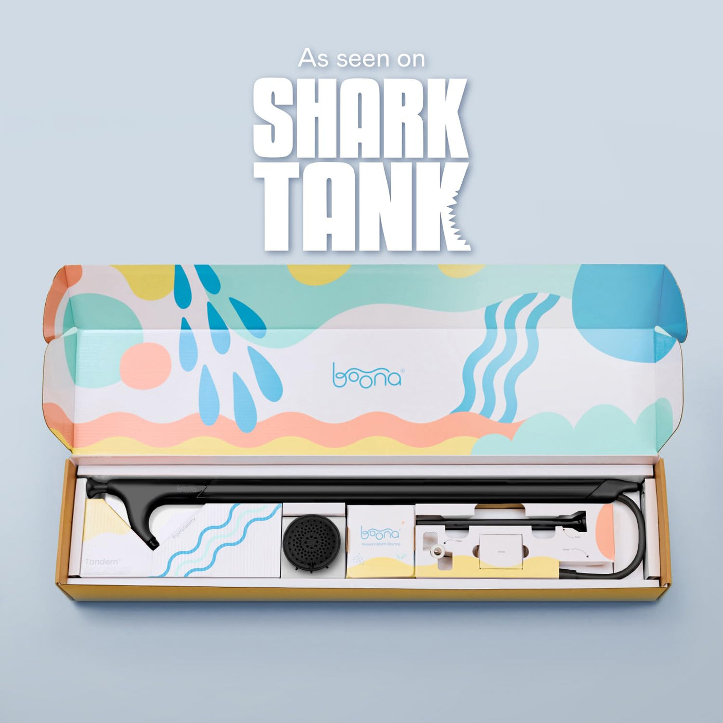 BOONA - The Original Tandem Shower | As Seen On Shark Tank | Double Shower Head for Couples, High Pressure Dual Shower Heads (One Showerhead, Midnight Black)