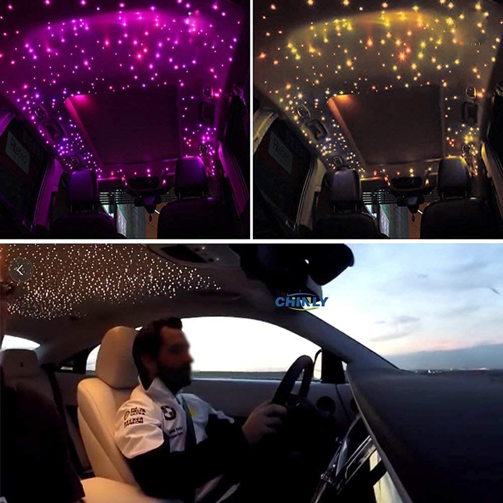CHINLY Two-Color 1000pcs Twinkle Starlight Headliner Kit 1000 Piece Star Lights for Car,13.1ft Car Star Lights,APP RGBW Fiber Optic Lights Starlights Headliner Kit for Home Theater