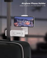 MiiKARE Airplane Travel Essentials Phone Holder, Universal Handsfree Phone Mount for Flying with 360 Degree Rotation, Accessory for Airplane, Travel Must Haves Phone Stand for Desk, Tray Table