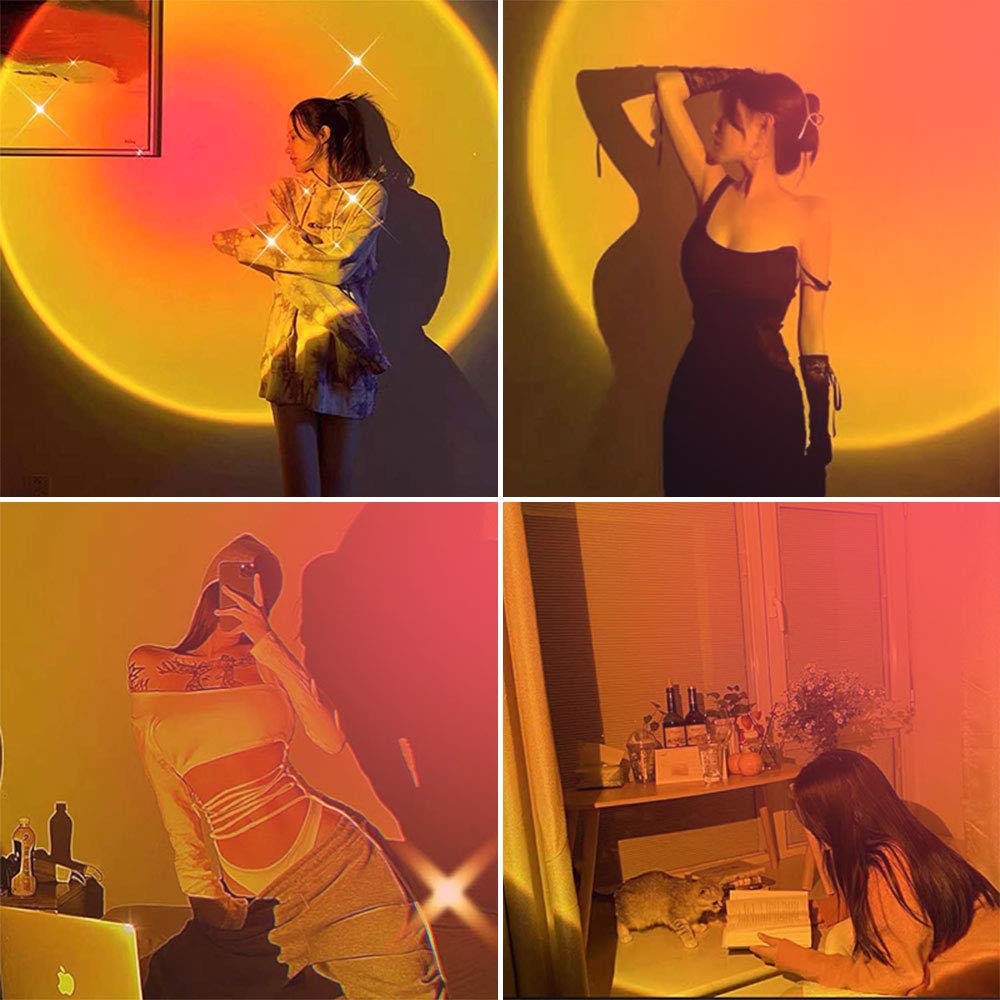 YouOKLight Sunset Lamp, Sunset Projector Lamp 10W LED Sunset Light Night Light 180 Degree Rotation Romantic Rainbow Light USB Charging for Bedroom Party Home Decor, Rainbow…