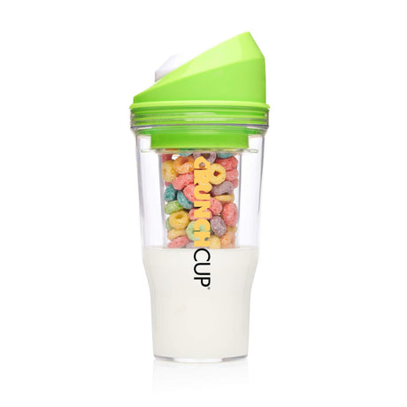 CRUNCHCUP XL Yellow - Portable Plastic Cereal Cups for Breakfast On the Go, To Go Cereal and Milk Container for your favorite Breakfast Cereals, No Spoon or Bowl Required