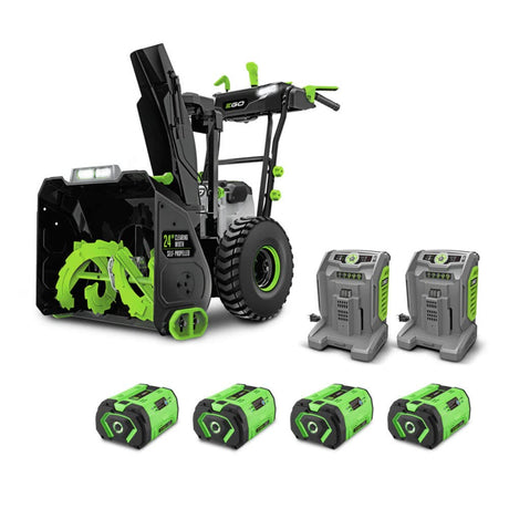 EGO Power+ SNT2112 21-Inch 56-Volt Lithium-Ion Cordless Snow Blower with Steel Auger - (2) 5.0Ah Batteries and Dual Port Charger Included, Black