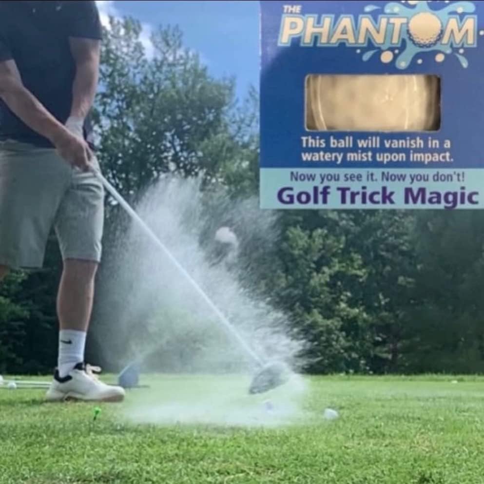 Exploding Golf Balls (4 Pack) – 1 burst into a Cloud of White Smoke, 1 Water, 1 streaming Ribbon, 1 jumps & slides when putted - funny Golf Gag Gift