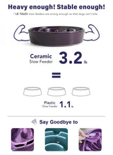LE TAUCI Dog Bowls Slow Feeder Ceramic, 1.5 Cups Slow Feeding Dog Bowl Small Medium Breed, Puppy Slow Feeder Bowl for Fast Eater, Dog Dishes to Slow Down Eating, Puzzle Dog Food Bowl, Maze Purple