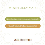 Magnificent 101 Set of 3 Long Lasting Pure Sage Smudge Candles - 42 Hour Burn, 3.5 Oz Each, Made with Soy Wax and Herb, Ideal for House Energy Cleansing, Meditation & Manifestation