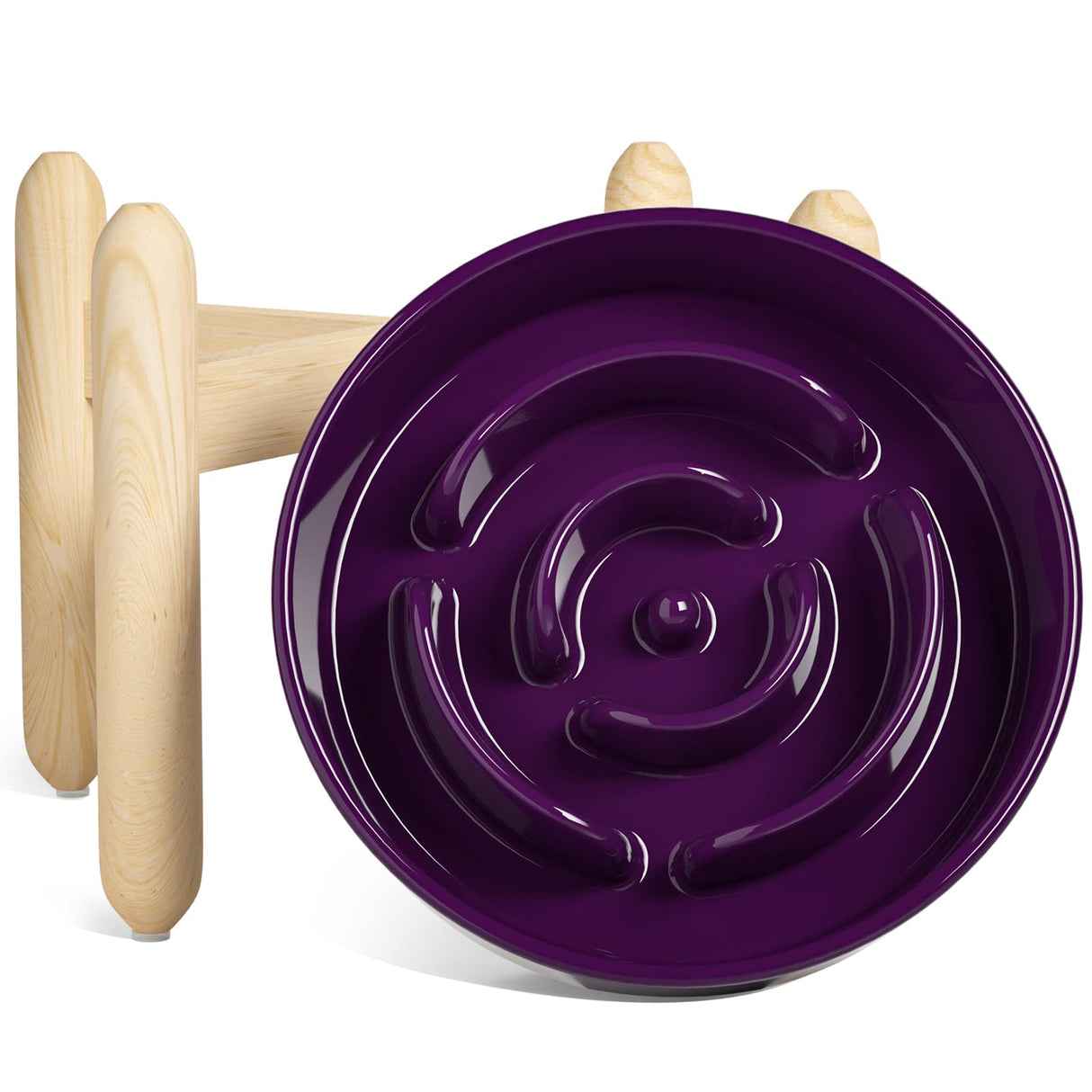 LE TAUCI Dog Bowls Slow Feeder Ceramic, 1.5 Cups Slow Feeding Dog Bowl Small Medium Breed, Puppy Slow Feeder Bowl for Fast Eater, Dog Dishes to Slow Down Eating, Puzzle Dog Food Bowl, Maze Purple