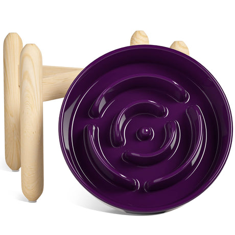 LE TAUCI Dog Bowls Slow Feeder Ceramic, 1.5 Cups Slow Feeding Dog Bowl Small Medium Breed, Puppy Slow Feeder Bowl for Fast Eater, Dog Dishes to Slow Down Eating, Puzzle Dog Food Bowl, Maze Purple