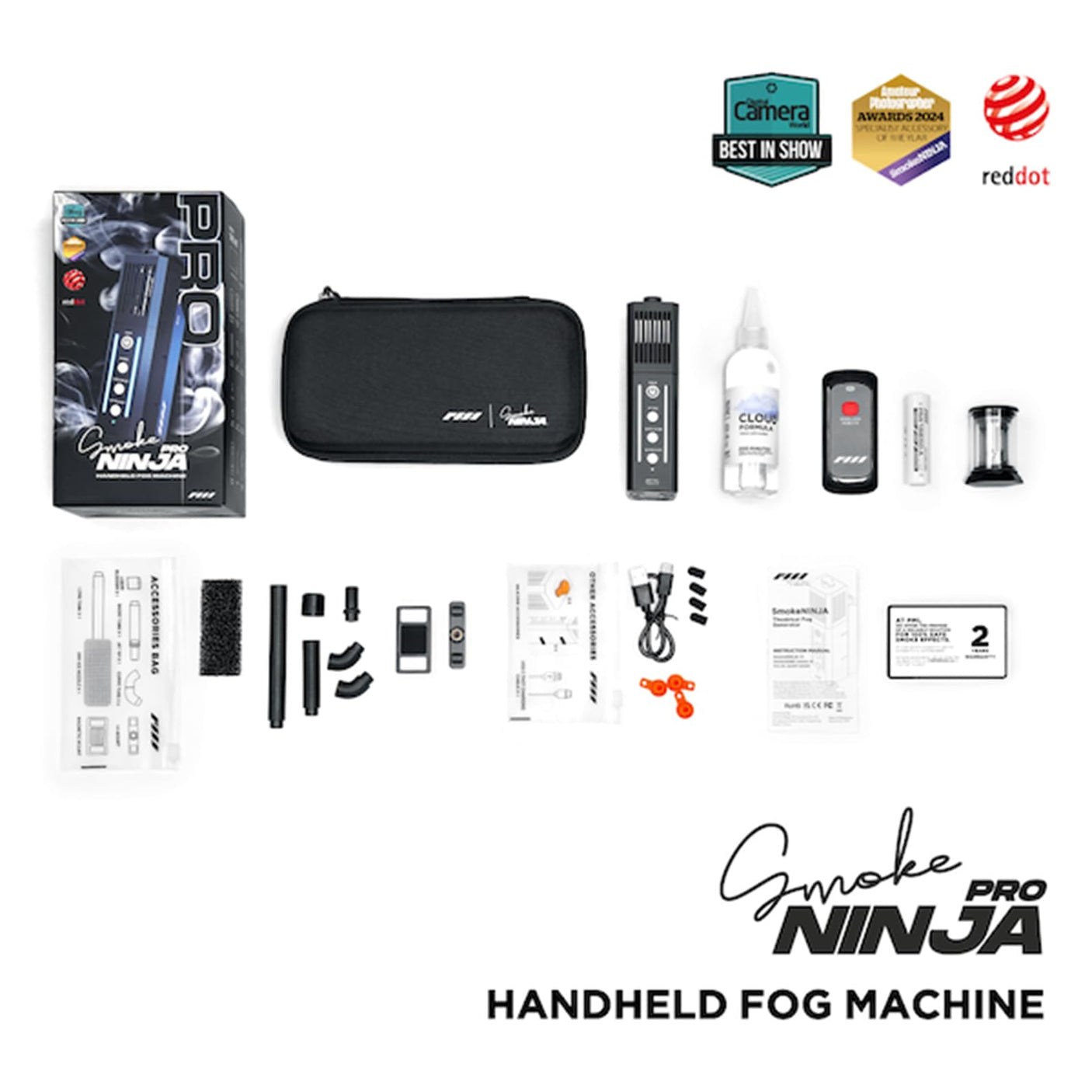 PMI SmokeNINJA PRO HAZER KIT - Portable Fog Machine with Bluetooth, 3rd Gen Haze Nozzle for Cinematic & Studio Use - Perfect for Cinematography, Photography, and Events (PRO HAZER KIT)