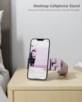MiiKARE Airplane Travel Essentials Phone Holder, Universal Handsfree Phone Mount for Flying with 360 Degree Rotation, Accessory for Airplane, Travel Must Haves Phone Stand for Desk, Tray Table