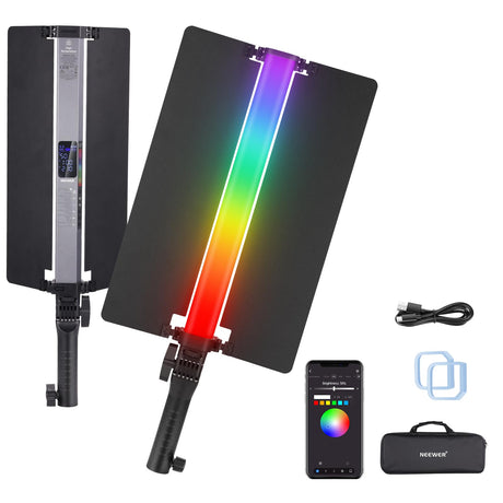 NEEWER RGB LED Video Light Stick, Touch Bar & APP Control, Magnetic Handheld Photography Lighting Wand, Dimmable 3200K~5600K CRI98+ Full Color LED Light with 6400mAh Battery, 17 Scenes, RGB1