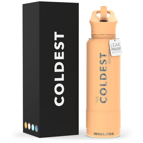 Coldest Insulated Water Bottle with Straw Lid - Stainless Steel Metal Thermos for Men & Women (Matte Black, 32 oz)