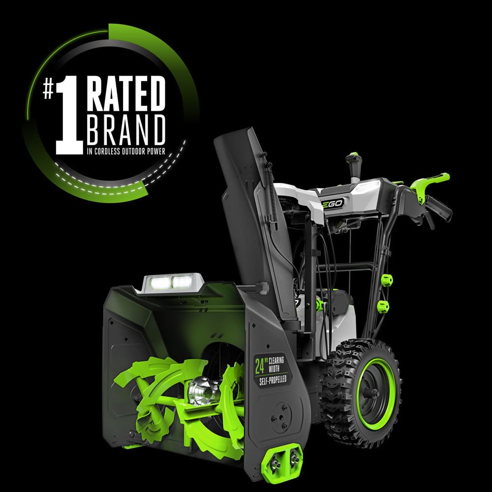 EGO Power+ SNT2112 21-Inch 56-Volt Lithium-Ion Cordless Snow Blower with Steel Auger - (2) 5.0Ah Batteries and Dual Port Charger Included, Black