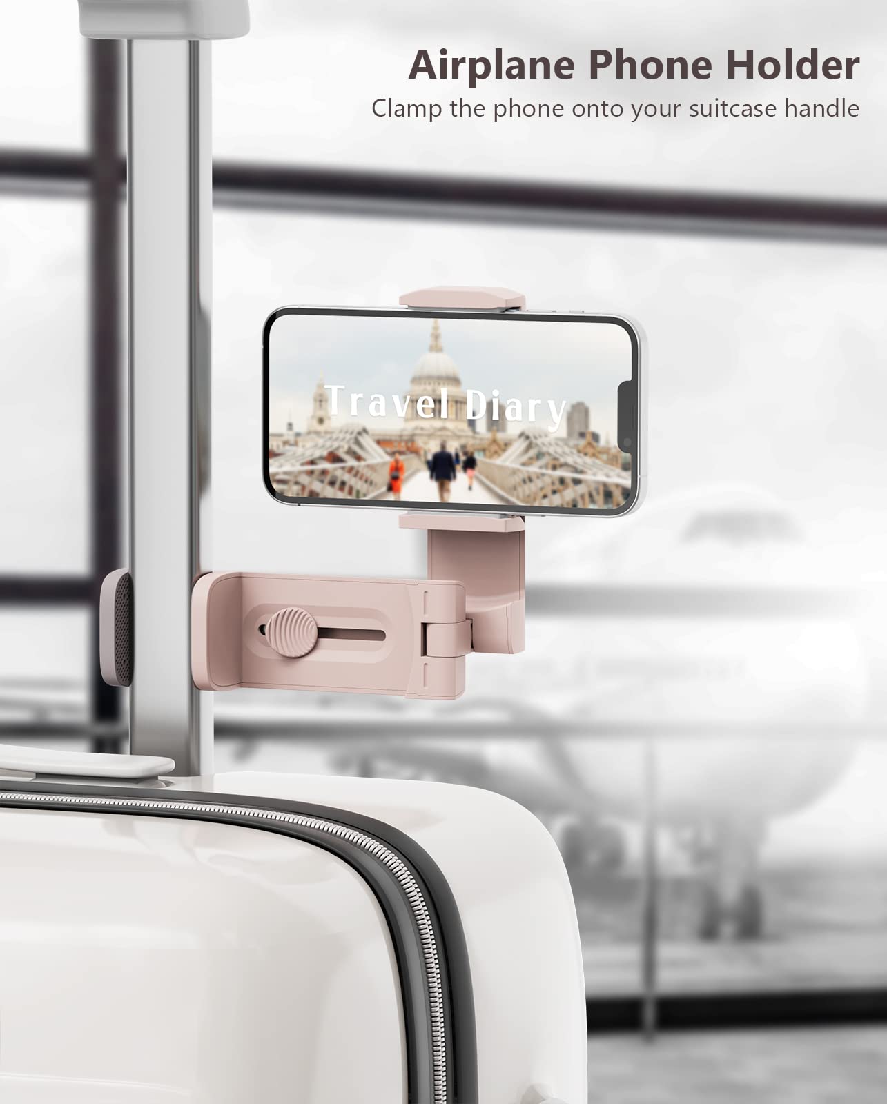 MiiKARE Airplane Travel Essentials Phone Holder, Universal Handsfree Phone Mount for Flying with 360 Degree Rotation, Accessory for Airplane, Travel Must Haves Phone Stand for Desk, Tray Table