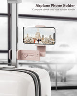 MiiKARE Airplane Travel Essentials Phone Holder, Universal Handsfree Phone Mount for Flying with 360 Degree Rotation, Accessory for Airplane, Travel Must Haves Phone Stand for Desk, Tray Table