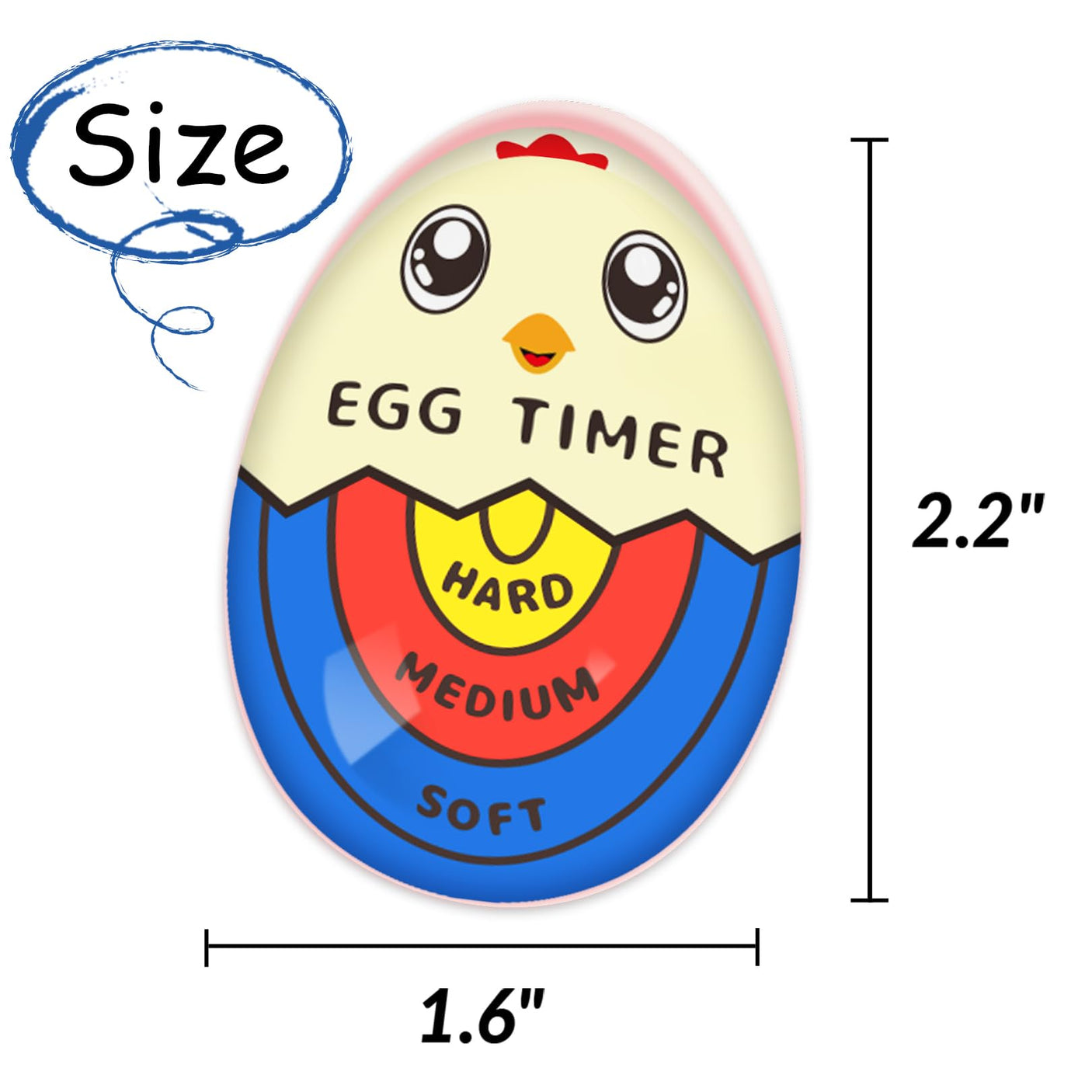 Lasubst Egg Timer That Goes in Water for Soft Medium Hard Boiled Eggs, 1 Red 1 Color