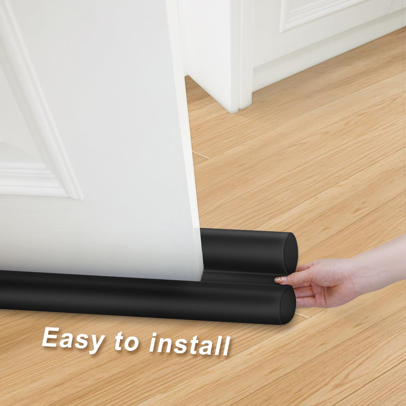 MAXTID Large Door Draft Stopper for Bottom of Doors 36” Under Door Draft Noise Blocker Black Gap Stoppers Door Draft Guard for Bottom of Doors Adjustable Door Seal Sweep Draft Home Essentials Gadgets