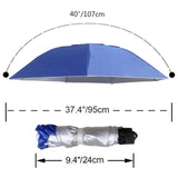 NEW-Vi Fishing Umbrella Hat Folding Adjustable Sun Rain Cap, 37.4”Oversize Hands Free Umbrellas, 7-Ribs Anti-UV Waterproof Headwear for Fishing Gardening Golf Sunshade Outdoor
