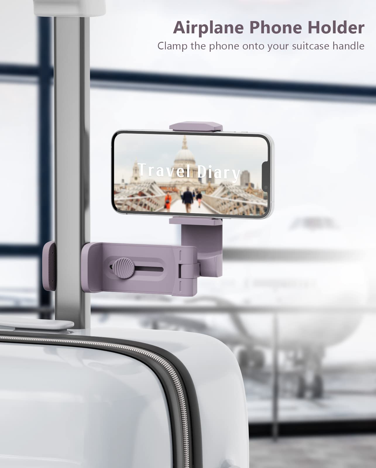 MiiKARE Airplane Travel Essentials Phone Holder, Universal Handsfree Phone Mount for Flying with 360 Degree Rotation, Accessory for Airplane, Travel Must Haves Phone Stand for Desk, Tray Table