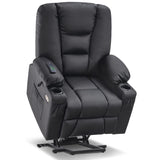 MCombo Power Lift Recliner Chair for Elderly, Lift Chair with Heat and Massage, USB Ports, Cup Holders, Faux Leather 7519 (Medium, Dark Brown)