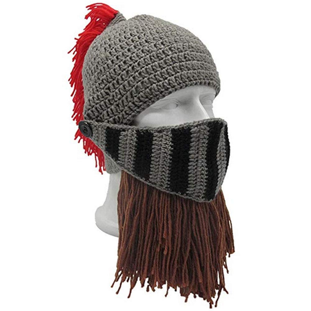 Creative Barbarian Knit Beard Hat Funny Knit Cap Wig Beanie Hats Beard Facemask