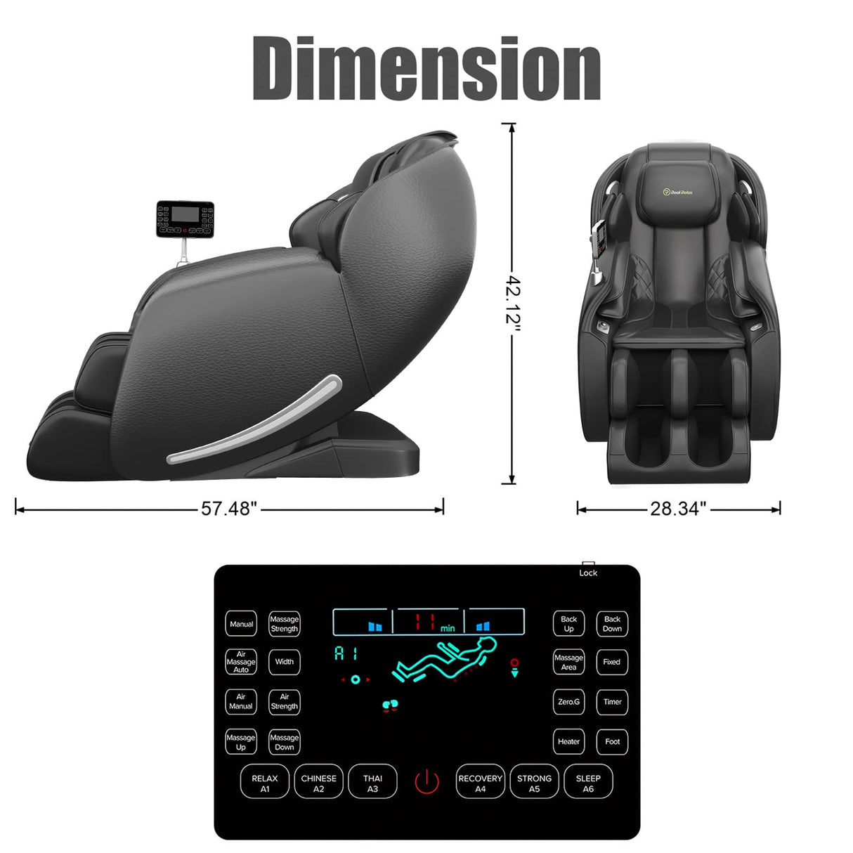 Real Relax Massage Chair Favor-06, Full Body Zero Gravity SL-Track Shiatsu Massage Recliner Chair with APP Control, Brown